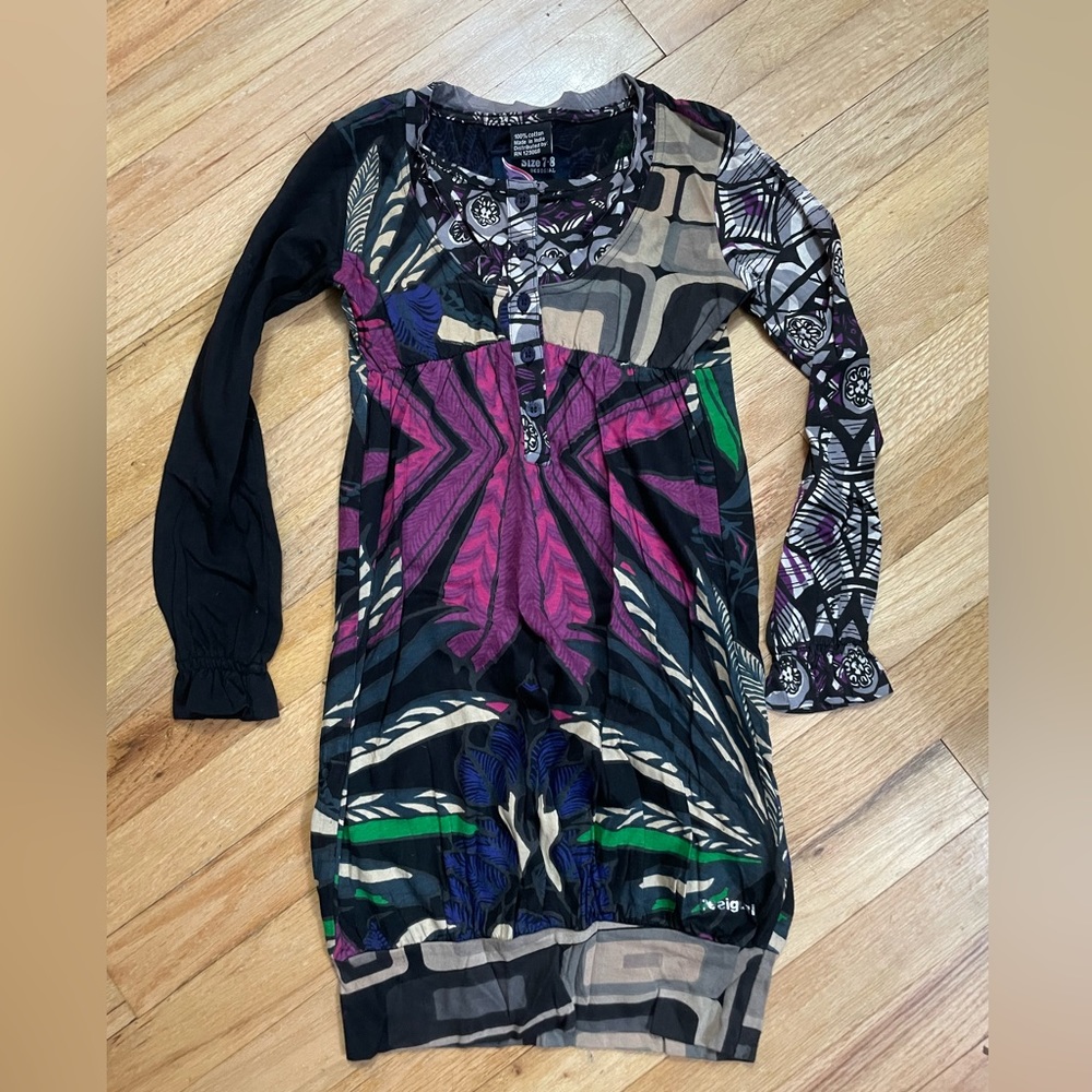 Desigual girls dress multi colored patterned size 7-8